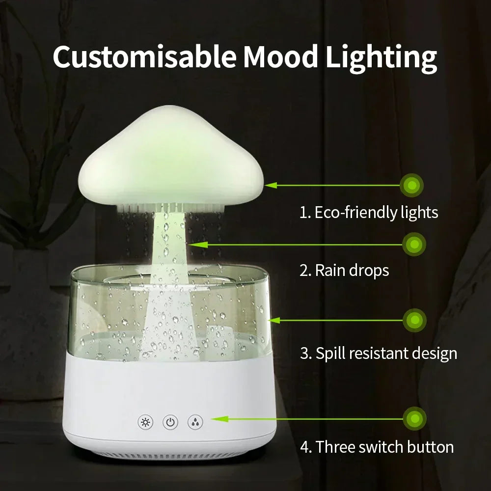 Satisfying Rain Drops  Humidifier Rain Cloud USB Humidifier Water Drip Mushroom Rain Cloud Diffuser Water Drop Sound Aroma Lamp For Household