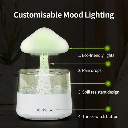 Satisfying Rain Drops  Humidifier Rain Cloud USB Humidifier Water Drip Mushroom Rain Cloud Diffuser Water Drop Sound Aroma Lamp For Household