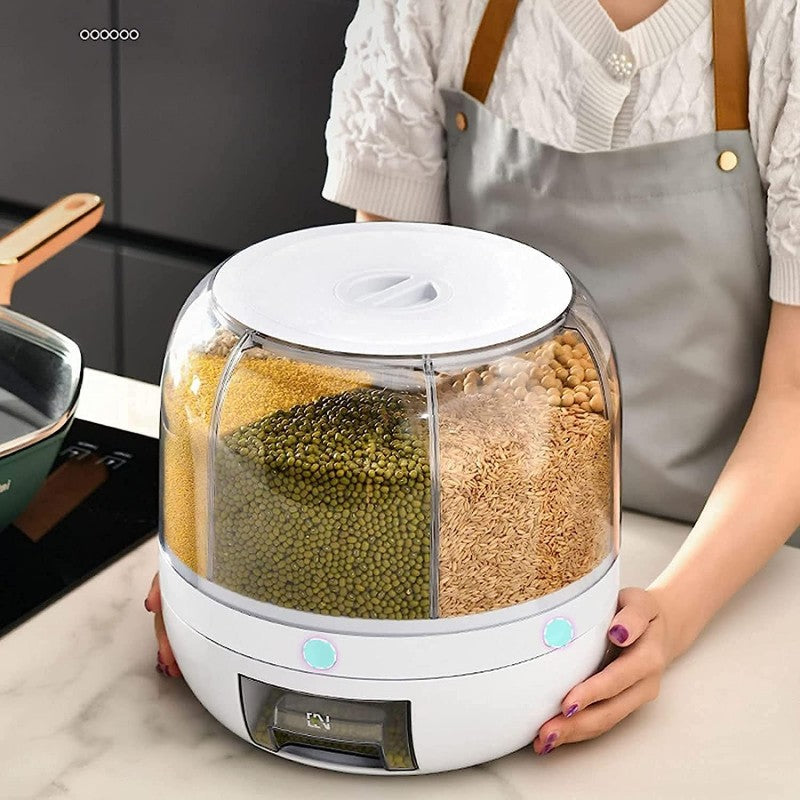 360° Rotating Dry Food Dispenser, Grain Dispenser for Rice Storage Kitchen