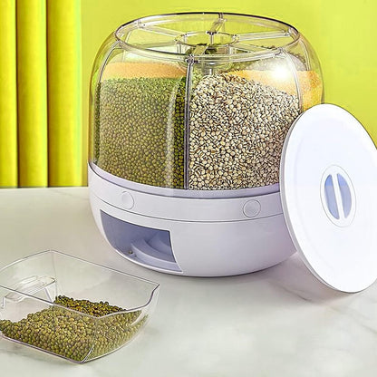 360° Rotating Dry Food Dispenser, Grain Dispenser for Rice Storage Kitchen