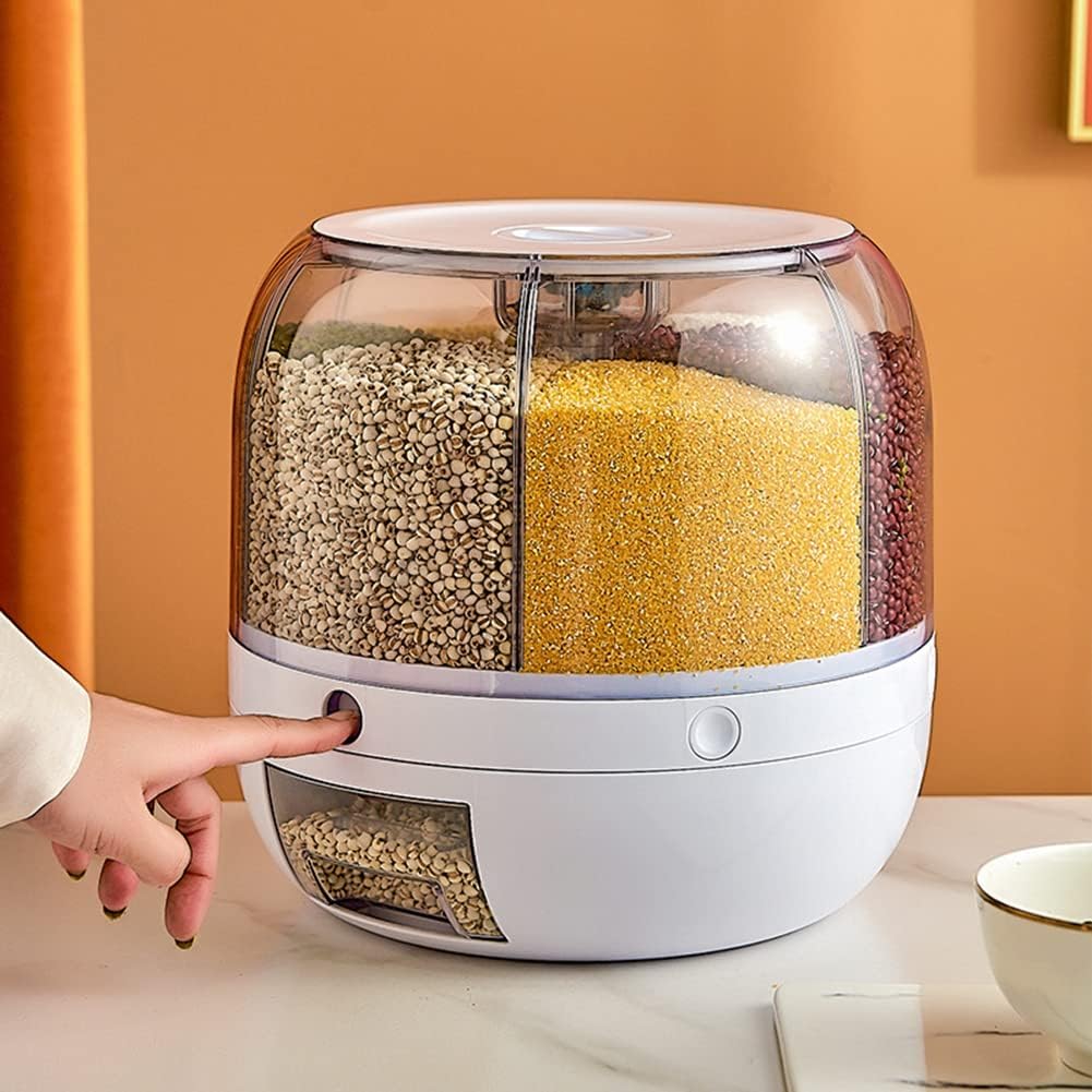 360° Rotating Dry Food Dispenser, Grain Dispenser for Rice Storage Kitchen