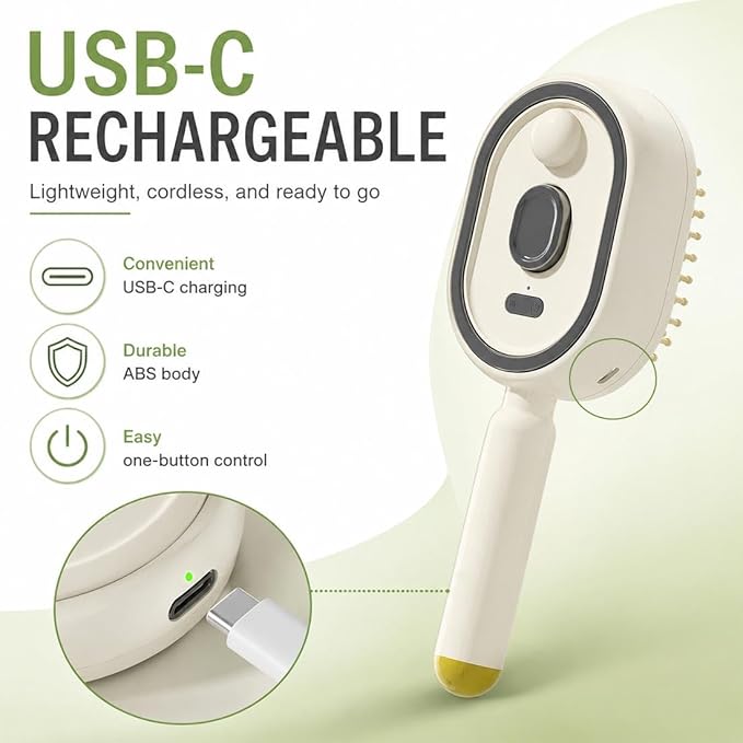 Rechargeable Steam Hair Brush  2-in-1 Detangling & Hair Styling Tool with Nourishing Oil Technology~فرشاة بخار قابلة لإعادة الشحن 2 في 1 لفك تشابك الشعر وتصفيفه مع تقنية الزيوت المغذية