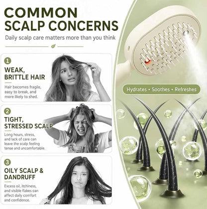Rechargeable Steam Hair Brush  2-in-1 Detangling & Hair Styling Tool with Nourishing Oil Technology~فرشاة بخار قابلة لإعادة الشحن 2 في 1 لفك تشابك الشعر وتصفيفه مع تقنية الزيوت المغذية