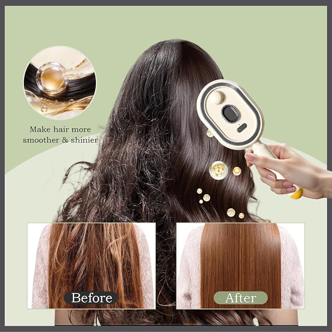Rechargeable Steam Hair Brush  2-in-1 Detangling & Hair Styling Tool with Nourishing Oil Technology~فرشاة بخار قابلة لإعادة الشحن 2 في 1 لفك تشابك الشعر وتصفيفه مع تقنية الزيوت المغذية