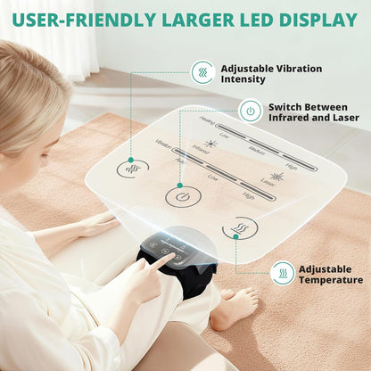 Knee Massager with Heat, Cordless Heated Knee Massage for Pain Relief with 3 Heating Levels