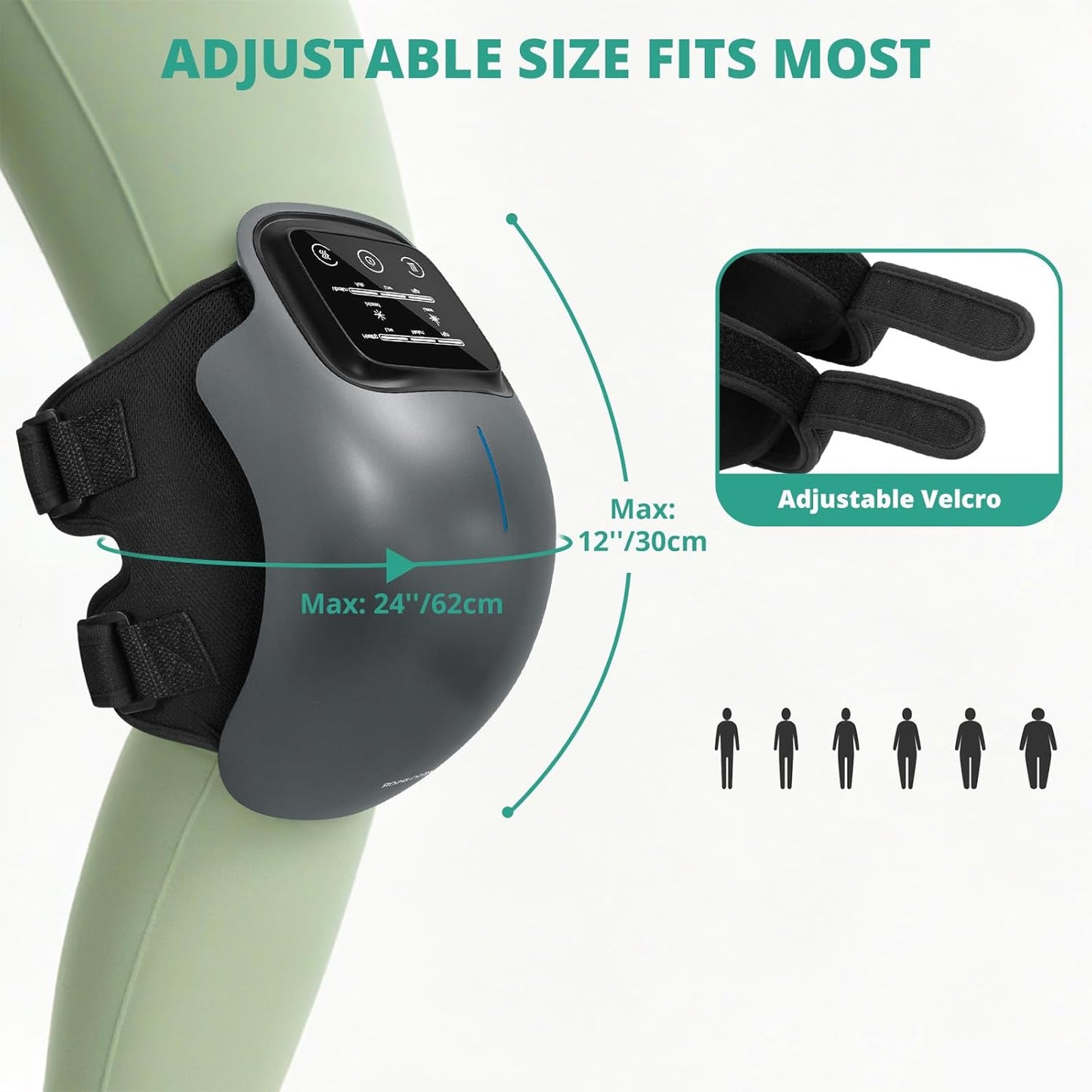 Knee Massager with Heat, Cordless Heated Knee Massage for Pain Relief with 3 Heating Levels