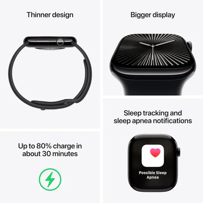 Apple Logo Watch Series 10 – GPS, 46mm, Jet Black, Sport Band