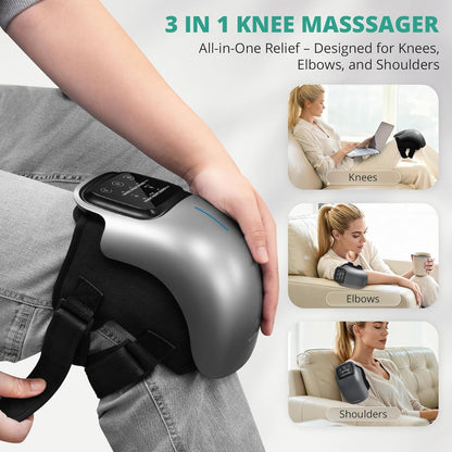 Knee Massager with Heat, Cordless Heated Knee Massage for Pain Relief with 3 Heating Levels