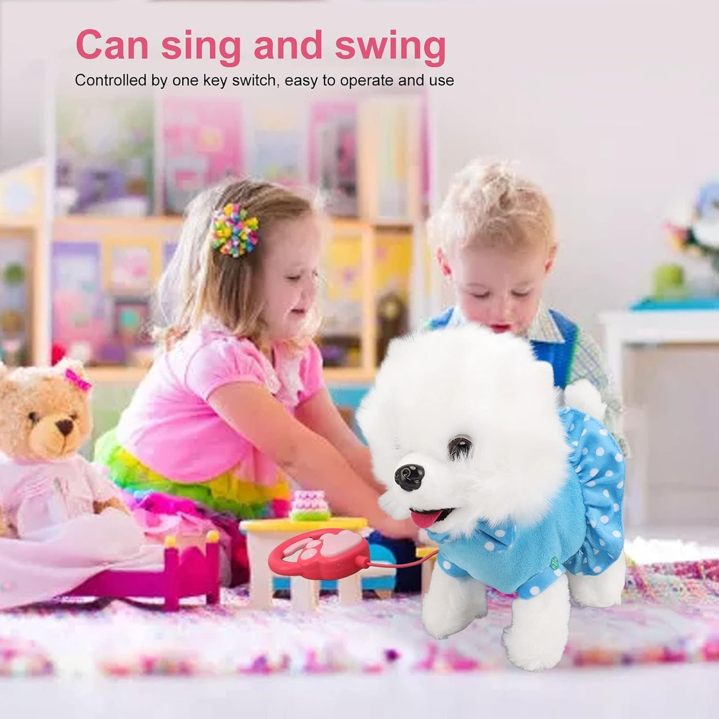 Stuffed Dog Walking Toy with Sound & Music for Kids