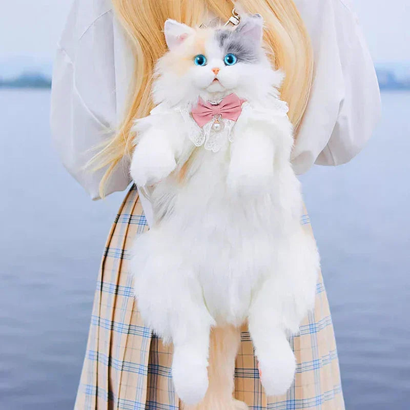 Realistic Plush Cat Backpack bag