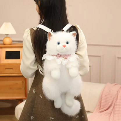 Realistic Plush Cat Backpack bag