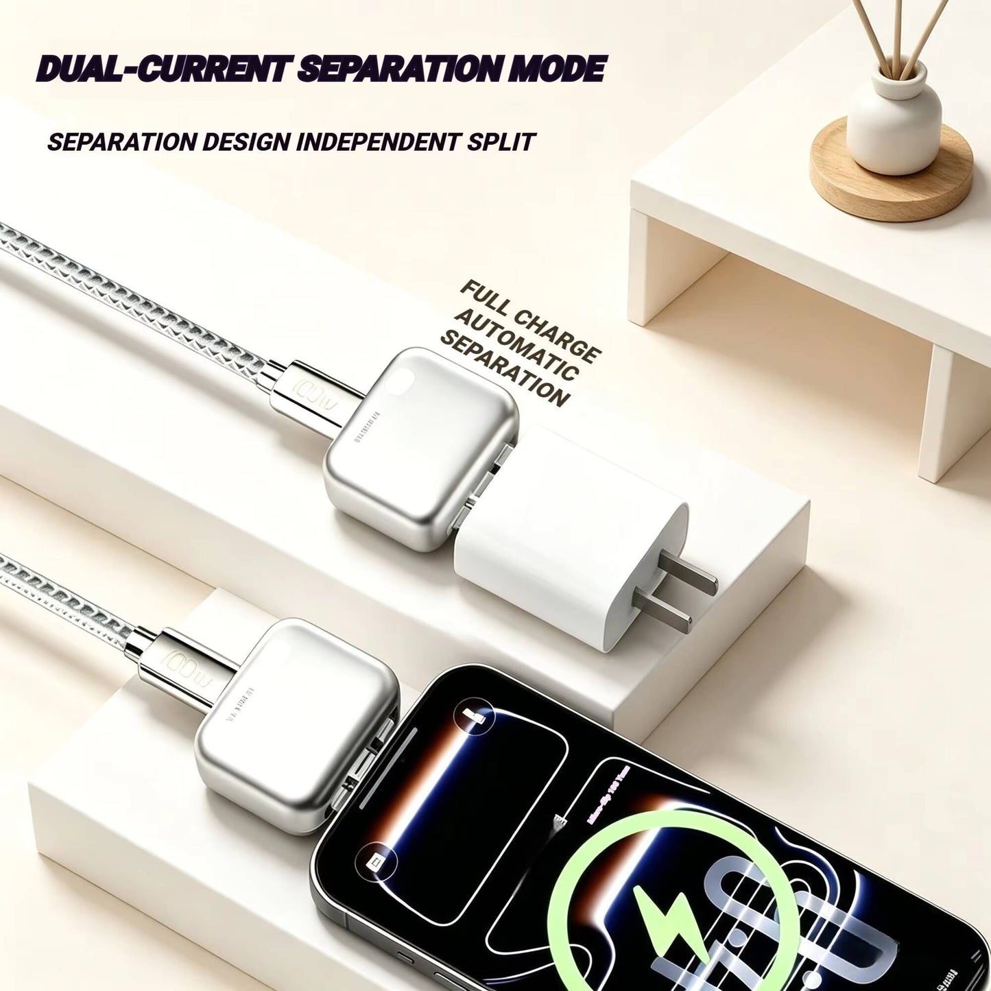 Universal Auto Disconnect Charger Adapter Type-C Charging Separator With Full Charge Auto Cut Function