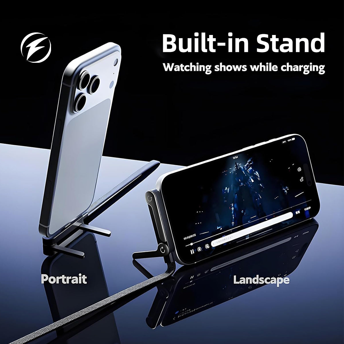 240W SuperCharge 360° Rotating Invisible Stand Detachable 2-in-1 Charging Cable