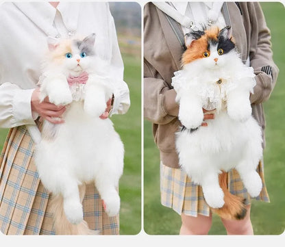 Realistic Plush Cat Backpack bag