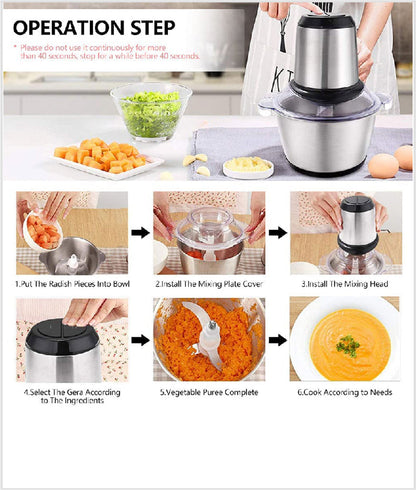 Smart Glass 3 L, Electric Chopper Multipurpose for Meat, Vegetable, Fruits with 4 Sharp Blades