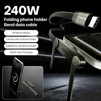 240W SuperCharge 360° Rotating Invisible Stand Detachable 2-in-1 Charging Cable