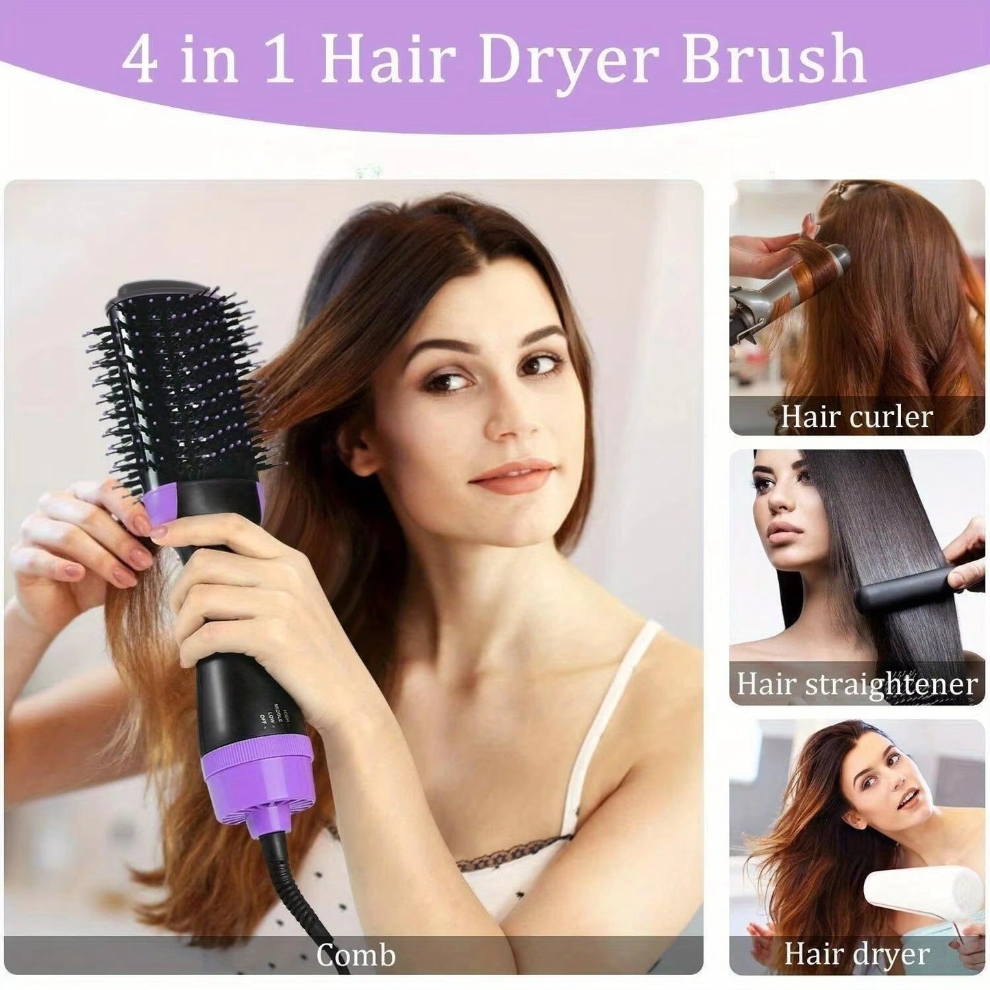 Electric 3-In-1  One Step Hair Straightener + Dryer + Styler Brush