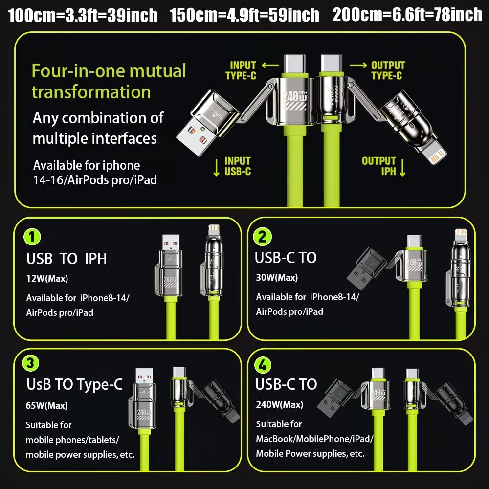 240W 4-in-1 Super Fast Charging Cable