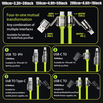 240W 4-in-1 Super Fast Charging Cable