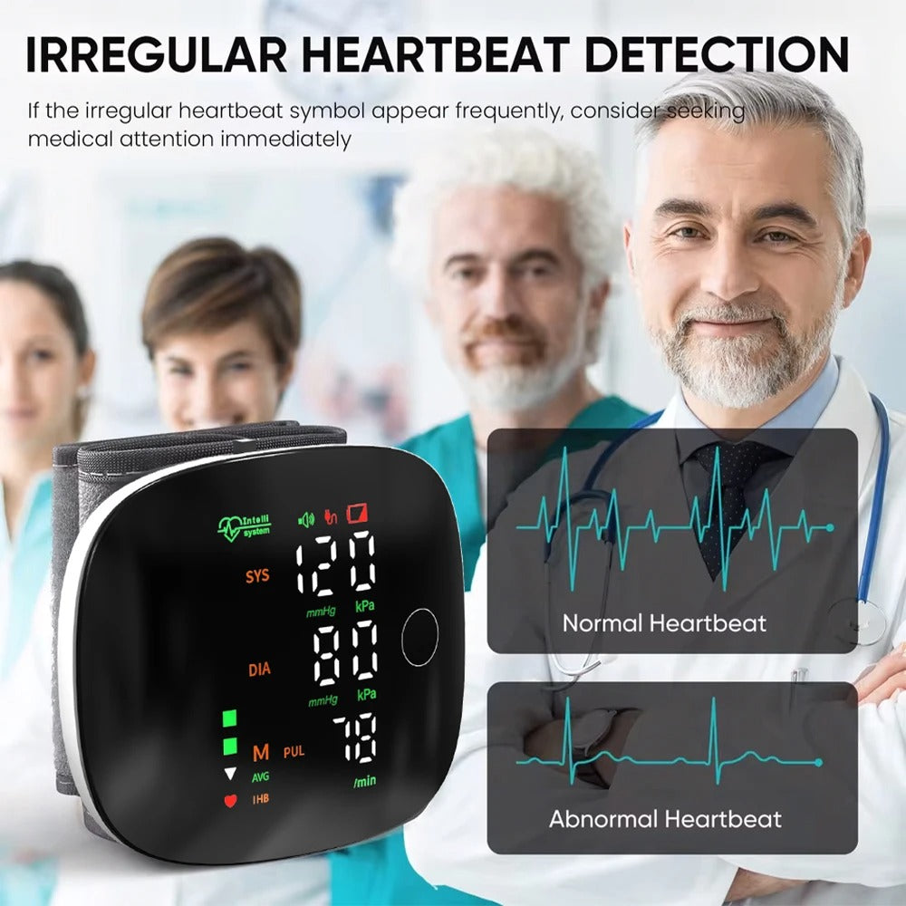 Rechargeable Wrist Blood Pressure Monitor LED Display