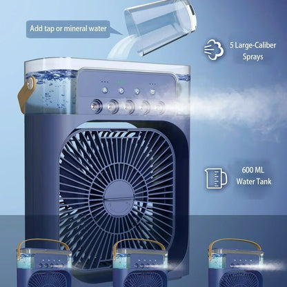 Portable Air Conditioner Fan with 3 Wind Speeds, Personal Cooling Fan, Air Cooler, Camping Air Conditioner